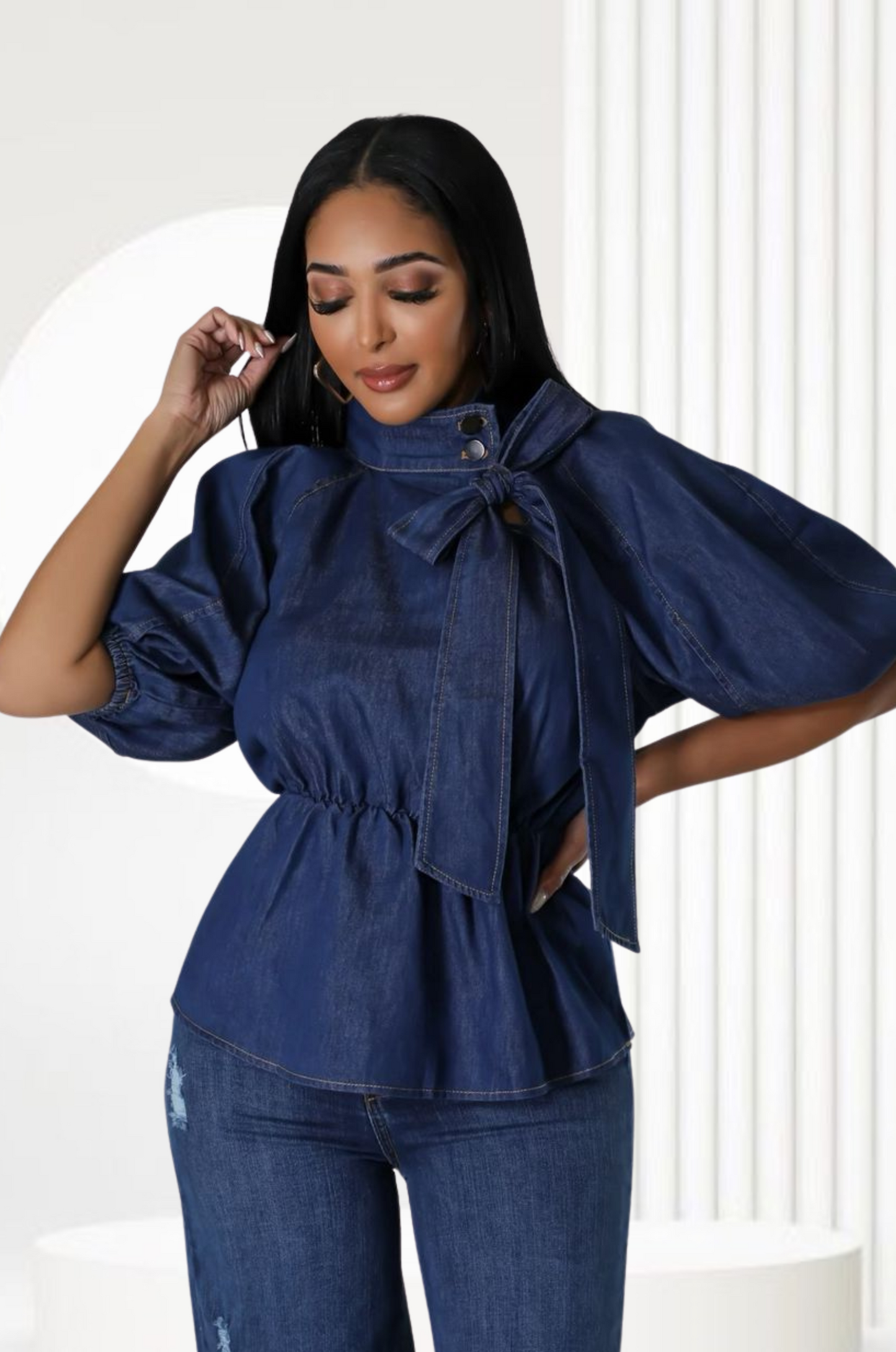 Bow Tie denim top