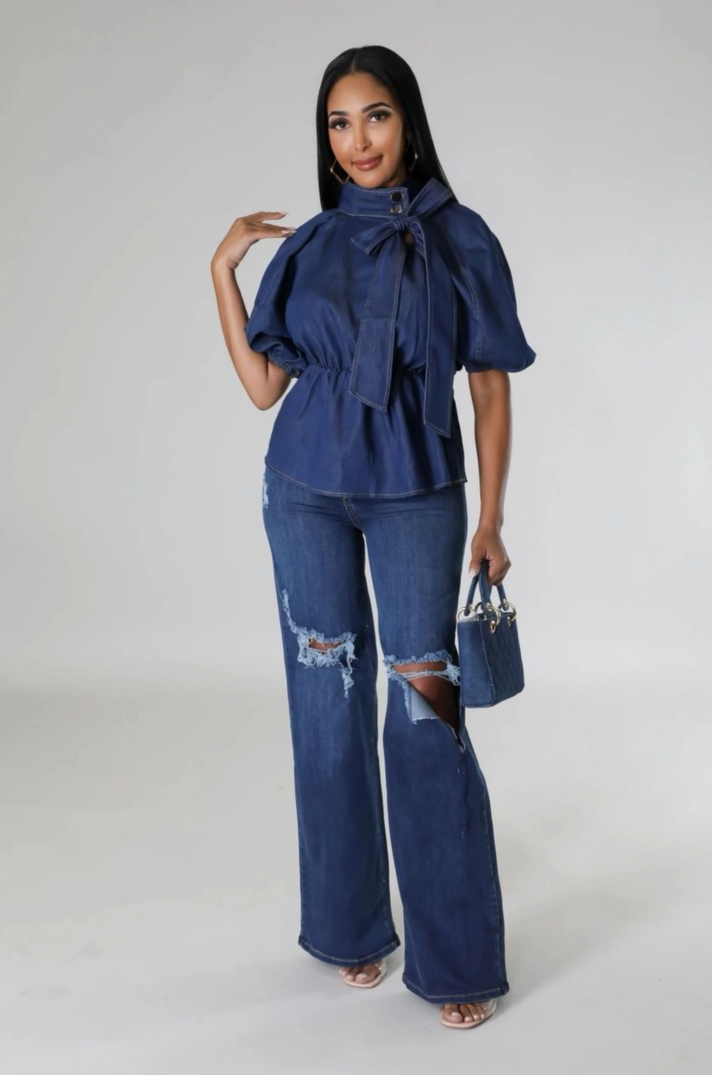 Bow Tie denim top